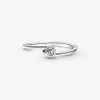 100% 925 Sterling Srebrny Clear Clear Serce Solitaire Pierścienie Moda Kobiety Wedding zaręczynowe