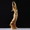 23cm New Wood Chinese Style HD Beauty Female Statue Sculpture Art Handmade Boxwood Carving Fairy Miniature Decoration Crafts 210318