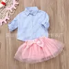 Emmababy Baby Gilrs Clothes 2PCS Baby Girls Clothing Set Plaid Long Sleeve Blouses + Pink Lace Skirts Summer 1-5Y Baby Fits 45 Y2