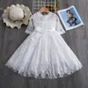 Primavera 3-8yrs crianças vestidos para meninas laço vestido de noiva floral bordado verão bebê menina vestido doce vestidos 56 y2