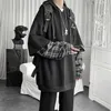 Deeptown Vintage Hoodie Women Streetwear Oversized Sweatshirt Punk Long Sleeve Pullovers Korean Grunge Plaid Splice Hoody 211023