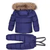 -30 grader Ryssland Vinter Ski Jumpsuit Barnkläder Pojkar Tjejer Sport Suit Kids Snow Wear Jackor Coats Bib Byxor Vattentät H0909