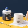 Creative Cute Ceramic Cup With Lid Cartoon Planet Water Milk Coffee Gift Environmental Protection Mug Mugs