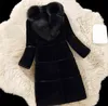 Mulheres Collar Fur Collar Outono Inverno Faux Lã Casaco Couro Quente Outerwear 211220