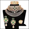 Orecchini Collana Set di gioielli Missvikki Luxury Original Big Bangle Orecchino Anello per le donne Matrimonio Russia Dubai Festa nuziale Consegna a goccia
