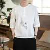 男性の夏の純粋な綿のボタン半袖ビンテージラージトップティー2021 Plus Size XXXXXLのためのファッションTシャツ