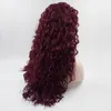 Curly Burgundy Colored Medium Brown Lace Front Pre Plucked Colored WIg For Women Synthetic Heat Resistant Fiber Wigsfactory direct