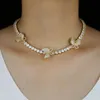 Iced Out Butterfly Tennis Chain Cubic Zirconia choker Necklace Men Women Fashion Jewelry