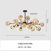 Nordic Unique Gypsophila Lampadario a Led Lampada a Sospensione in Metallo Nero Oro Illuminazione a Sospensione Globo in Vetro Trasparente Foyer per Interni