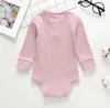 Ropa para bebés y niños, peleles de algodón liso para niñas, monos de manga larga para recién nacidos, mono con cuello redondo, ropa para bebés