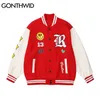 GONTHWID Hip Hop Varsity Baseball Jacket Streetwear Vintage Embroidered Letter Patchwork Bomber Coat Mens Jackets Red Black 211214