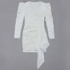 Sexy Women Dress White Long Sleeve Party Club Celebrity Elegant Fashion Spring Summer Bodycon Clothes 210515