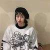 Woherb bonito malha pulôver mulher suéter outono japonês japonês harajuku jumpers anjo cartoon streetwear fêmea casual suéteres 210914