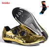 BOodun 2021 Gold Road Ciclismo Sapatos Bicicleta Self-Locking Fibra Carbono Ultraleve Profissional Bicicleta Calçado De Racing