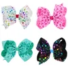 Boże Narodzenie Baby jednorożec jumbo walentynki day jednorożca łuk włosy duża farba Splatter Love Heart Hair Clip dla nastolatków Dziewczyny Kid 329 K2