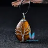 Tree of Life Gemstone Teardrop Pendant Necklace Healing Crystal Chakra Jewelry
