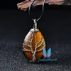 Tree of Life Gemstone Teardrop Pendant Necklace Healing Crystal Chakra Jewelry