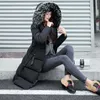 Ursporttechの冬のジャケットの女性の毛皮のフード付きの長いパーカー厚い暖かいダウンパーカー女性特大パグガのジャケットの外装のコート210528