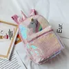 Ryggsäck unisex tecknad unicorn sequin school bookbag stor kapacitet bokföring dubbel axel resväska