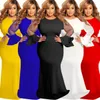 Vestidos casuais plus tamanho para mulheres 4xl 5xl 6xl sheer malha manga longa elegante senhoras africanas casamento festa de noite maxi vestido robe