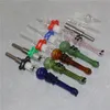 14mm Glass Nectar Mini Smoking Hookah Pipes with Stainless Steel Tips Quartz Nails Concentrate Dab Straw Pipe Wax Dabber Tools