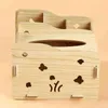 DIY Tissue Box Cover Wood Servett Holder Tissue Dispenser vardagsrum Desktop skräp Organiser Telefon Remote Control Storage Box 210326