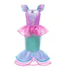 Pequena sereia menina princesa ariel vestido crianças fantasia fantasia fantasia crianças carnaval festa de aniversário roupas verão vestido up g1026