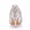 Women Shoes High Heels Wedding Thin 7CM Heels White Diamond Glittering Evening Dress Bride Shoes Crystal Pumps