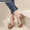 Sandalen Dames Zomer Wedge Mode Hoge Open Toe Espadrilles Slippers Schoenen Flat Platform Crystal