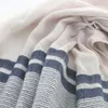 Män Scarf Kroean Style Men Bomull Scarf Hijab Fashion Striped Ladies Sjal Blå Färg Kvinnor Gåvor Scarf