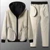 Projektanci Dress Mężczyźni Zima Gruby Casual Bluzy Sportowe Zestawy Ciepłe Bluzy Polar Dwie PCS Kurtka + Pant Męskie Moleton Mas