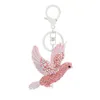 Crystal Carrier Pigeon Kluczowe łańcuchy dla kobiet Bird Key Pierścionki Bag Car Torebka Dekoracje Breloczków Dziewczyny Dżenki Rhinestone Charms Gift G1019