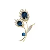 2021 Lyxigt blått vatten droppe blomma brosch high-end kläder tillbehör corsage micro-inlaid zircon
