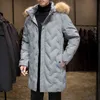 90% duvet de canard blanc rembourré hommes hiver chaud veste 2021 nouvelle fourrure à capuche coupe-vent Outwear noir gris épaissir longs manteaux Y1103