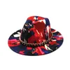 Chapeau Fedora teint par nouage pour femmes et hommes, mode Panama à large bord plat avec ceinture en feutre de laine, chapeaux Fedora de Jazz pour femmes et hommes, 2021