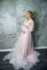 2021 Puffy Evening Dresses Lace Tulle Maternity Dress Luxury Lush Appliques Ruffles Graviditetsklänningar till fotografering Robes Babyshower
