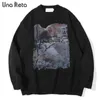 Una Reta Sweater Men Ankomster Hip Hop Harajuku Tröja Streetwear Men Casual Loose Pullover Toppar Höst Vinter Man Tröja 211008