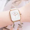 Wwoor dameshorloge mode witte vierkante pols eenvoudig topmerk luxe lederen jurk casual es reloj mujer 210616