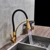 360 Swivel Kitchen Faucets Pull Out LED Sprayer Mixer Water Vessel Sink Faucets Cold and Water Taps 210724