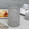 Cylinder Glass Tealight Candle Holders Metal Cup Crystal Stand Vase For Home Wedding Christmas Halloween Decoration Centerpieces SH190924