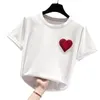gkfnmt broderi kärlek t-shirt kvinnor kläder sommar toppar kvinnlig t-shirt vit tee shirt femme kortärmad bomull svart 210623