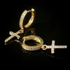 Dangle Chandelier Drop Cross Boucles d'oreilles pour hommes Tiny Hoop Iced Out Zircon Hip Hop Punk Boucles d'oreilles Croix Bijoux pour femmes en gros KAE166