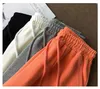 Yaz Yüksek Bel Geniş Bacak Kısa Pantolon Kadınlar Siyah Diz Boyu İpli Kore Saf Pamuk Rahat Gevşek Tatil Pantolon 210909