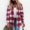 Autumn winter loose casual retro Plaid Long Sleeve Shirt Green Jacket coats and jackets women Vintage Plaid women jackets tops 210514