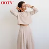 Ootn Street Wysoka talia Szerokie spodnie nogi Plus Size Kobiety Solidna Luźna Streetwear Khaki Spodnie Kobiet Eleganckie Długie Spodnie Wiosna 210706