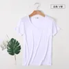 Venta caliente con cuello en V Camiseta básica de algodón Mujeres Llanura Simple Camiseta para mujeres Manga corta Camisetas femeninas Tops Tees D279 210324