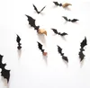 Décoration de fête en gros 12 pièces/ensemble noir 3D bricolage PVC chauve-souris autocollant mural décalcomanie maison Halloween SN3081