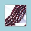Beaded, Strands Necklace Bracelets Garnet Loose Beads Diy 3 Size 4Mm 6Mm 8Mm Natural Round Women Reiki Chakra Amet Jewelry Aessories Maya Dr