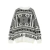 Male Streetwear Hip Hop Fashion Knitted Sweater Men Vintage Pattern Casual Loose Pullover Men's Sweaters