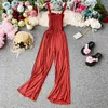 Women Ruffles Jumpsuits Summer Sexy Spaghetti Strap Straight Pants Romper Ladies Elegant Overalls Beach Playsuits 210525